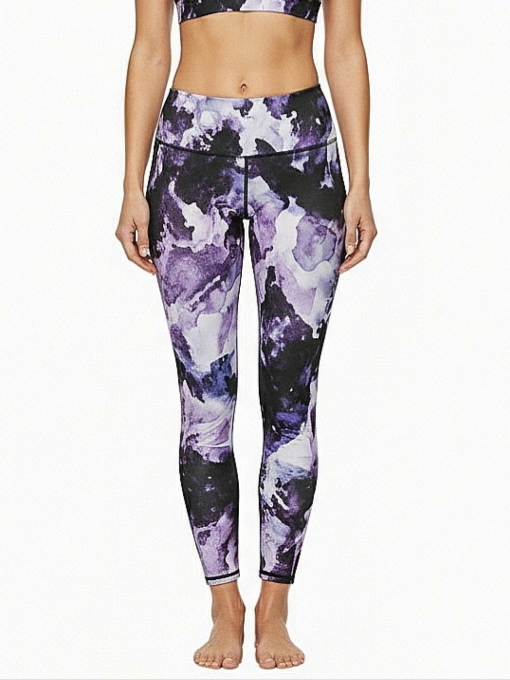 GAIAM Yoga Leggings Gym Womens Size Small Mid Rise Black Purple